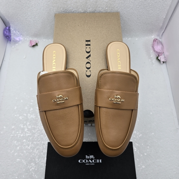 Coach Samie Classic Slide Slip-on Leather Neutral Casual Women's sz 9 - Picture 1 of 12